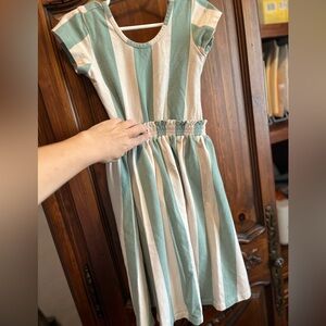 Alice + Ames 6 Striped Green and Cream Kids Bodysuit and Skirt